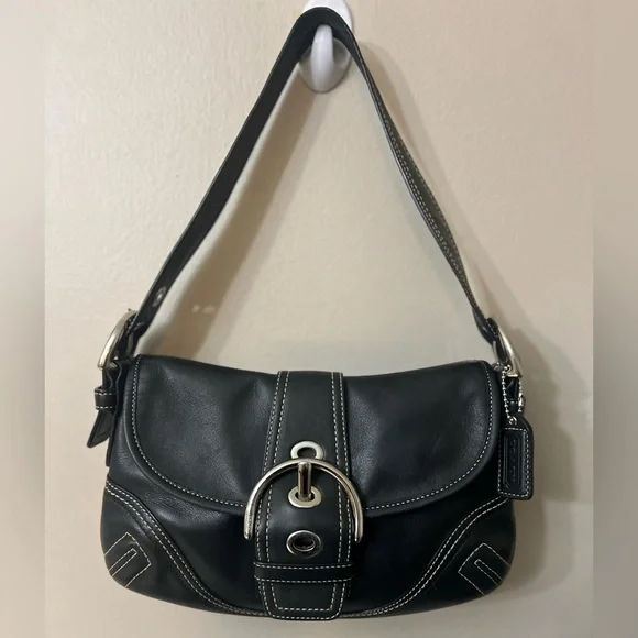 Coach Black Leather Soho Shoulder Bag with Silver Accents# F10188 - Picture 8 of 12